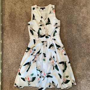 White floral a-line Banana Republic dress